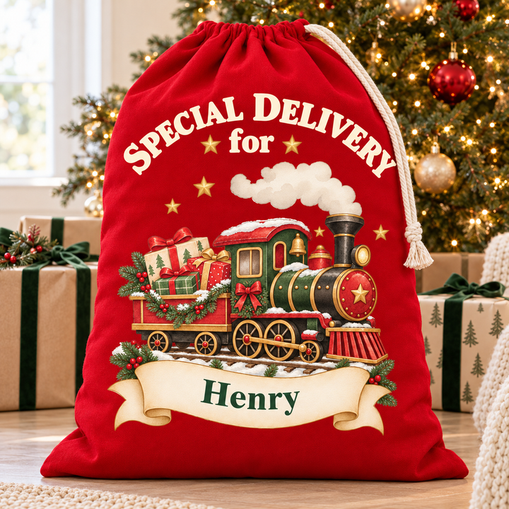 Personalised Christmas Train Sack