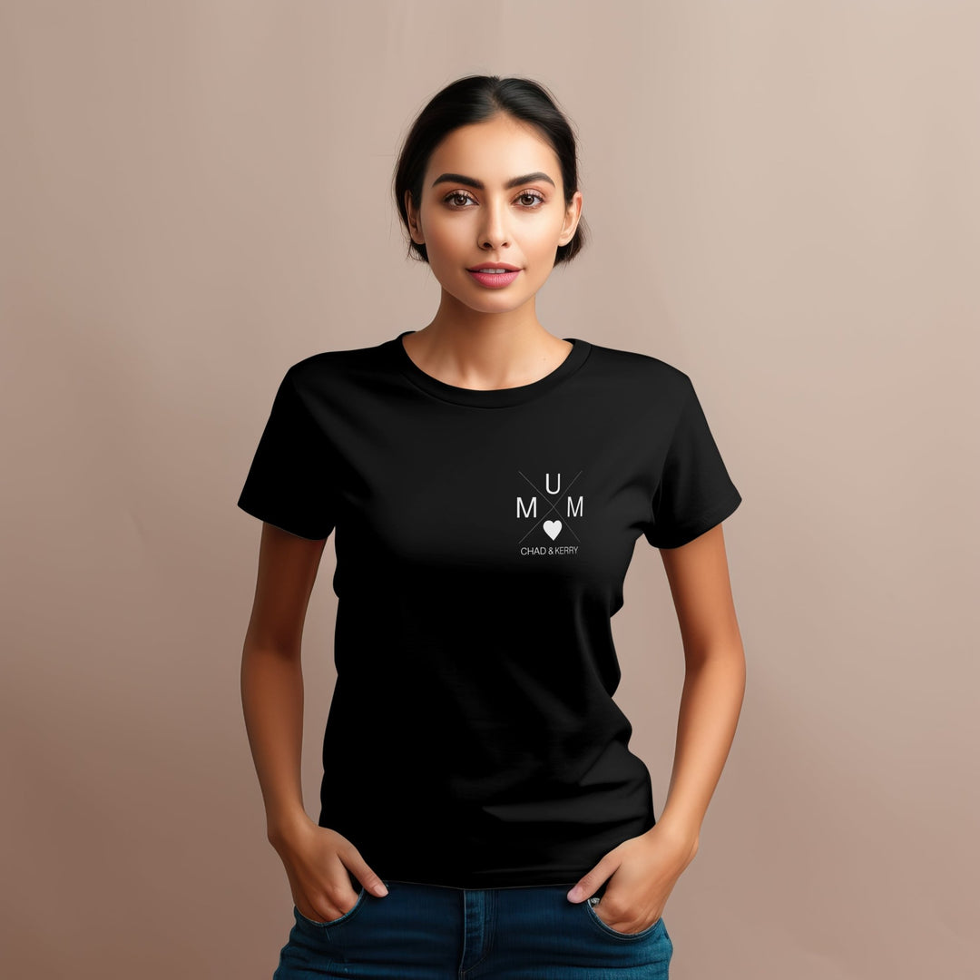 Dad And Mum X Design Unisex T - Shirt - Personalised Dad Shirt - Family Gift Shirt - Personalised Mum Shirt - Custom Dad And Mum Child Name T Shirt - Gifts Handmade