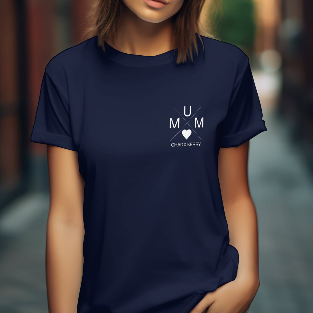 Dad And Mum X Design Unisex T - Shirt - Personalised Dad Shirt - Family Gift Shirt - Personalised Mum Shirt - Custom Dad And Mum Child Name T Shirt - Gifts Handmade