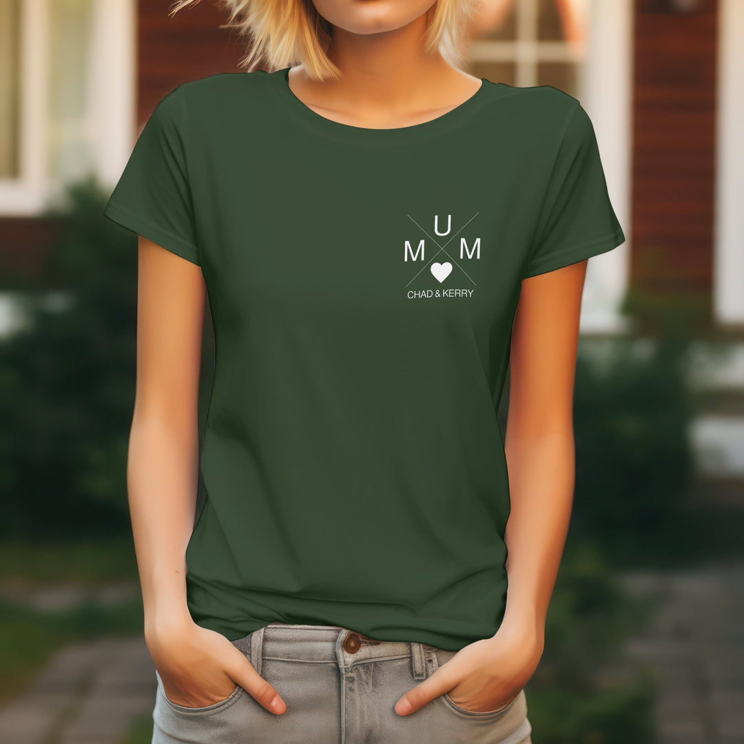 Dad And Mum X Design Unisex T - Shirt - Personalised Dad Shirt - Family Gift Shirt - Personalised Mum Shirt - Custom Dad And Mum Child Name T Shirt - Gifts Handmade