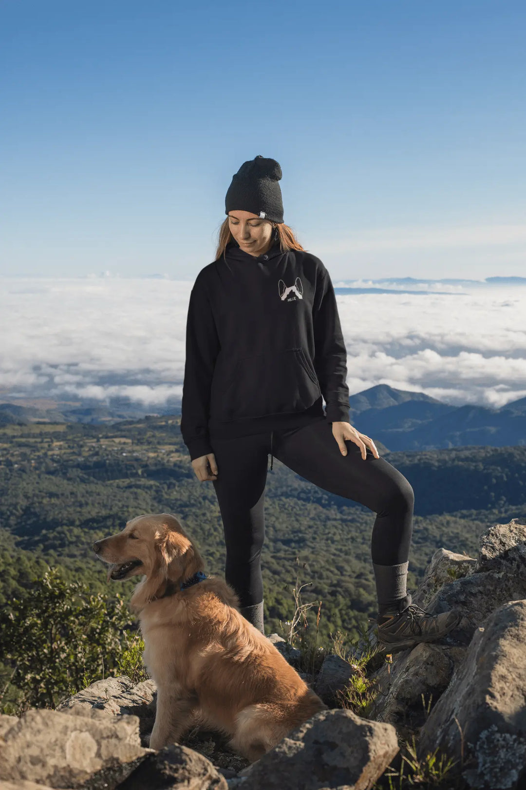 Custom Embroidered Dog Ears Outline with Pet Name Unisex Hoodie