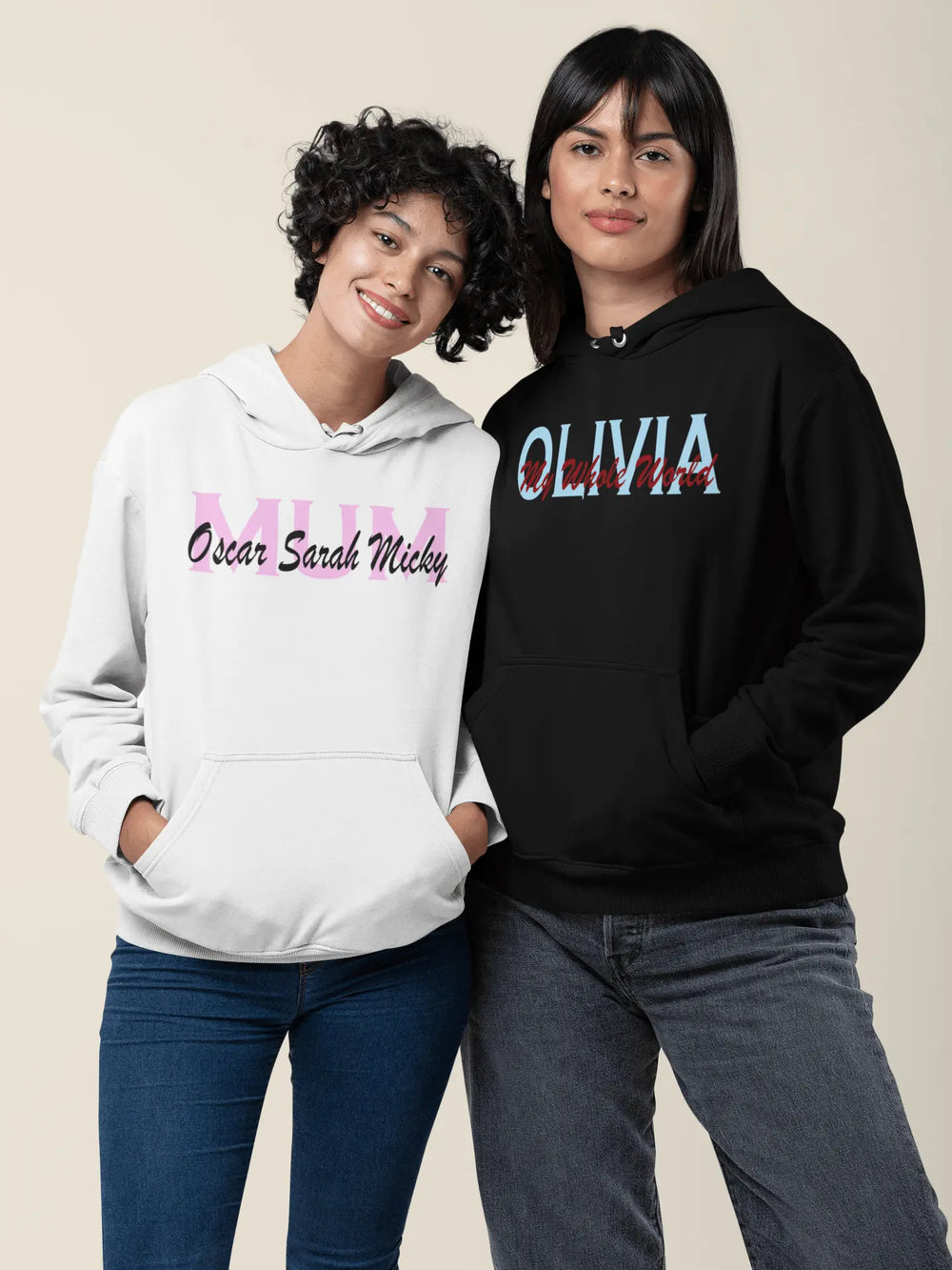 Embroidered Overlapping Name Unisex Hoodie - Gifts Handmade