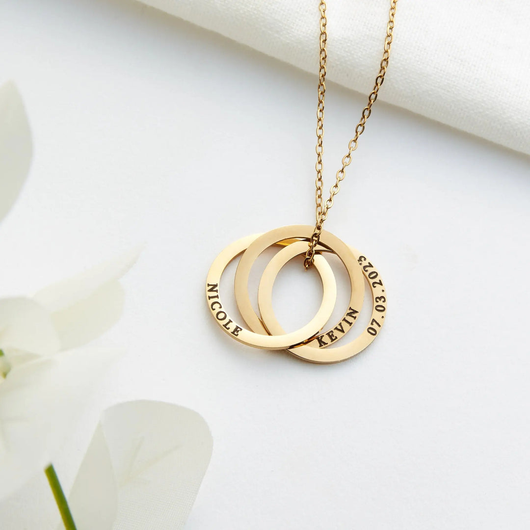 Engraved Necklace Names On A Necklace Personalised Triple Circle