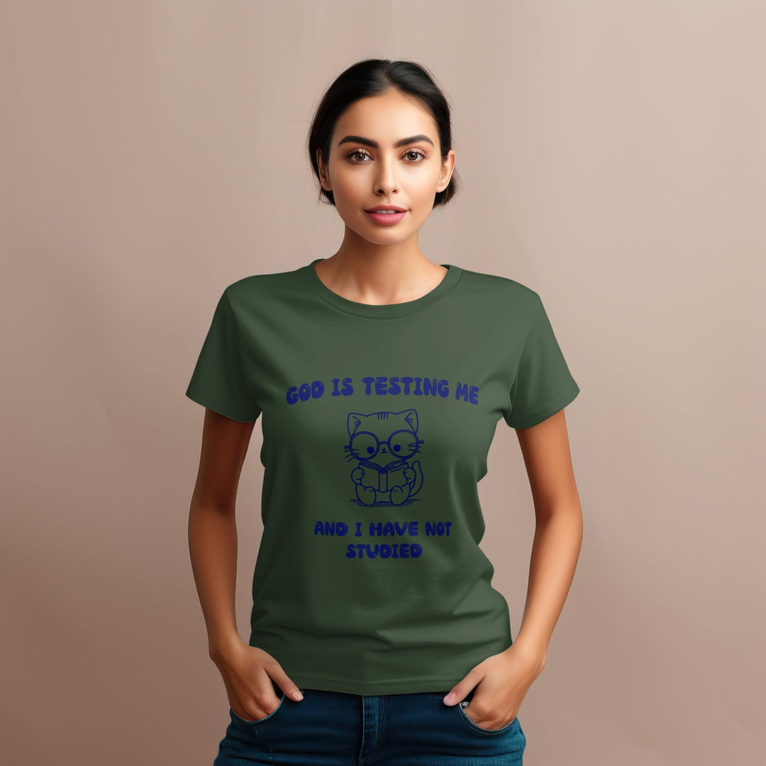 God Is Testing Me And I Have Not Studied Unisex T - Shirt - Funny Meme Tee Shirt - Gender Neutral Cotton T - Shirt - Funny Christian Gift T - Shirt - Gifts Handmade