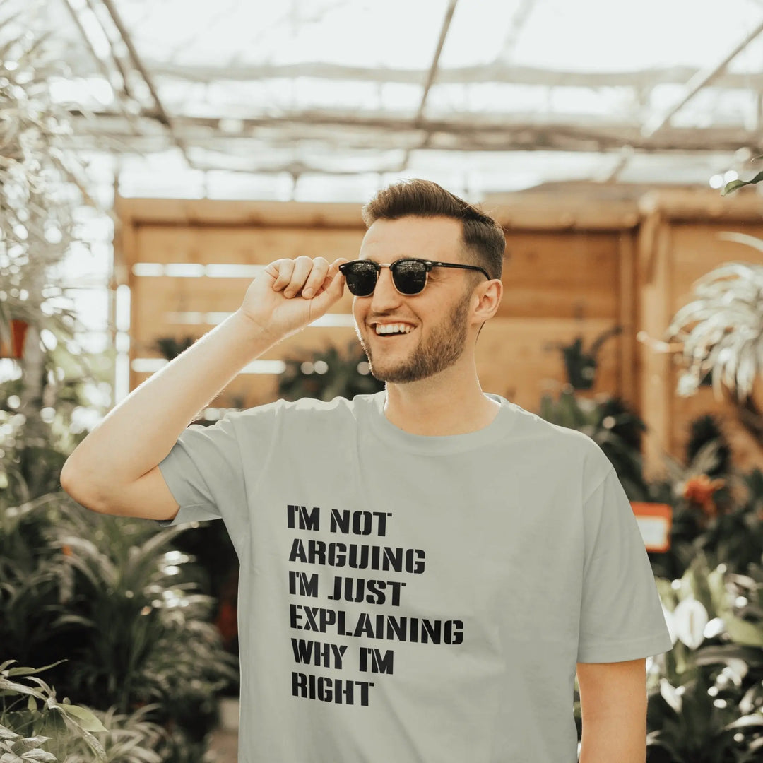 Funny "I'm Not Arguing" Women's T-Shirt - Sarcastic Letter Print, Short Sleeve, Dark Grey, Medium