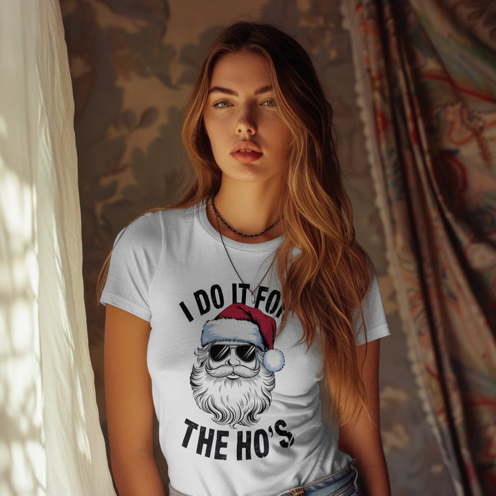 I Do It For The Ho's Unisex T-Shirt, Funny Christmas Tee Shirt, Christmas Santa Funny Shirt, Holiday Humor Graphic Tee, Rude Santa T-Shirt - Gifts Handmade