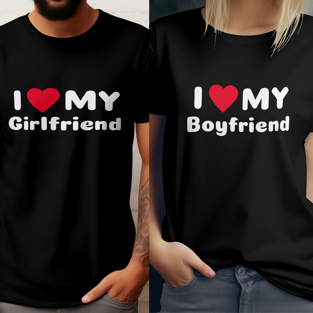 I Heart My Girlfriend Boyfriend Unisex T-Shirt - Matching Couple Valentines T-Shirt - I Love My Girlfriend T-shirt - I Love My Boyfriend Shirt - Gifts Handmade