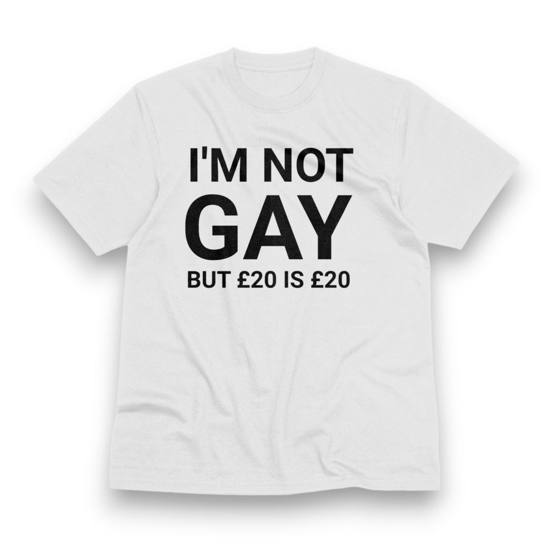 I'm Not Gay But 20 Is 20 Unisex T - Shirt, Funny Joke Sarcastic Saying T - Shirt, Funny Adult Unisex Tee Shirt, Funny LGBTQ Offensive T - Shirt - Gifts Handmade