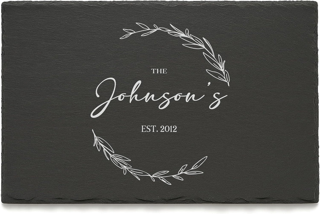 Engraved Rectangular Natural Slate Placemat - Olive Vine