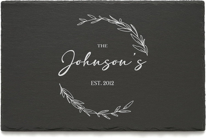 Engraved Rectangular Natural Slate Placemat - Olive Vine