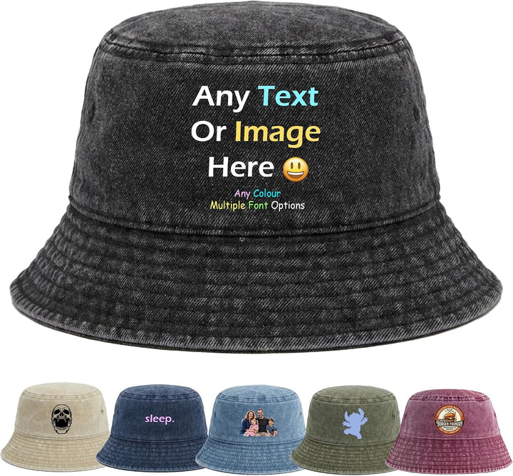 Personalized Bucket Hat Custom Text and Image for Summer
