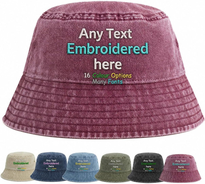 Embroidered Bucket Hat with Personalised Text or Name