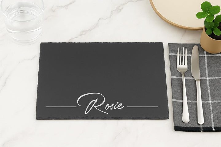 Engraved Rectangular Natural Slate Placemat - Name