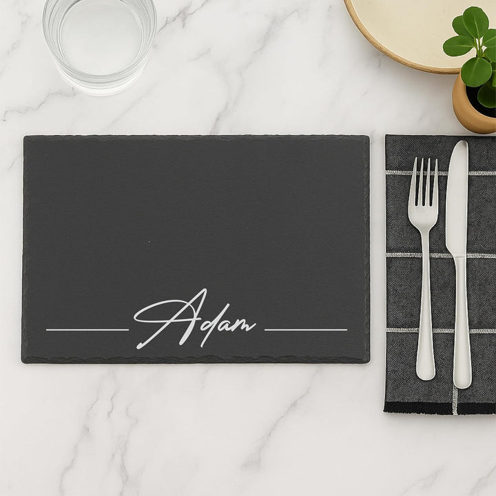 Engraved Rectangular Natural Slate Placemat - Name