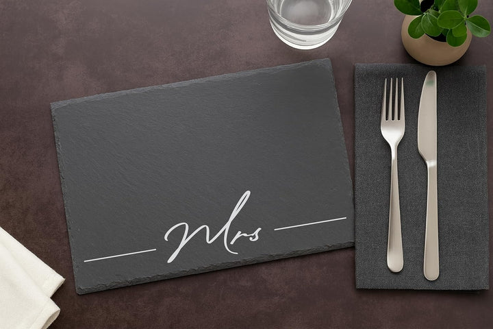 Engraved Rectangular Natural Slate Placemat - Name