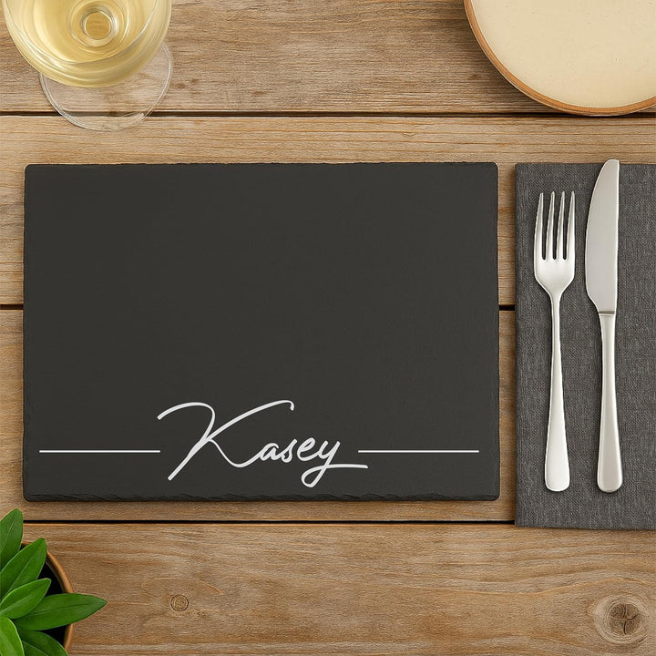 Engraved Rectangular Natural Slate Placemat - Name