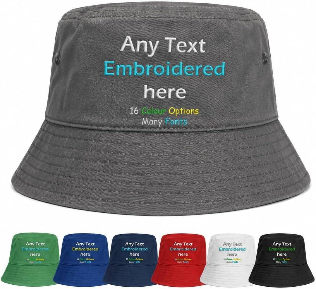 Embroidered Bucket Hat with Personalised Text or Name