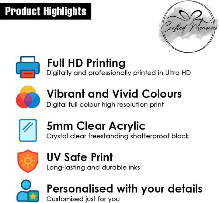 Personalised A5 Full Photo Acrylic Plaque - Powered by USB