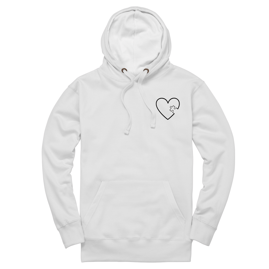 Matching Couples Puzzle Heart Piece Unisex Hoodie, Custom Embroidered Hoodie with Initial On Sleeve, Valentines Hoodie Gift for Couples, Romantic Gift for Him or Her - Gifts Handmade