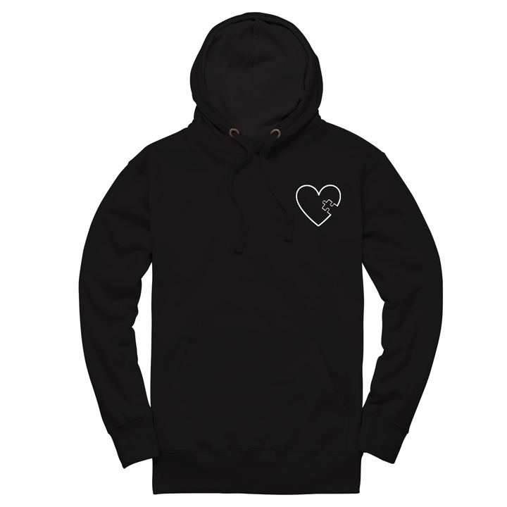 Matching Couples Puzzle Heart Piece Unisex Hoodie, Custom Embroidered Hoodie with Initial On Sleeve, Valentines Hoodie Gift for Couples, Romantic Gift for Him or Her - Gifts Handmade