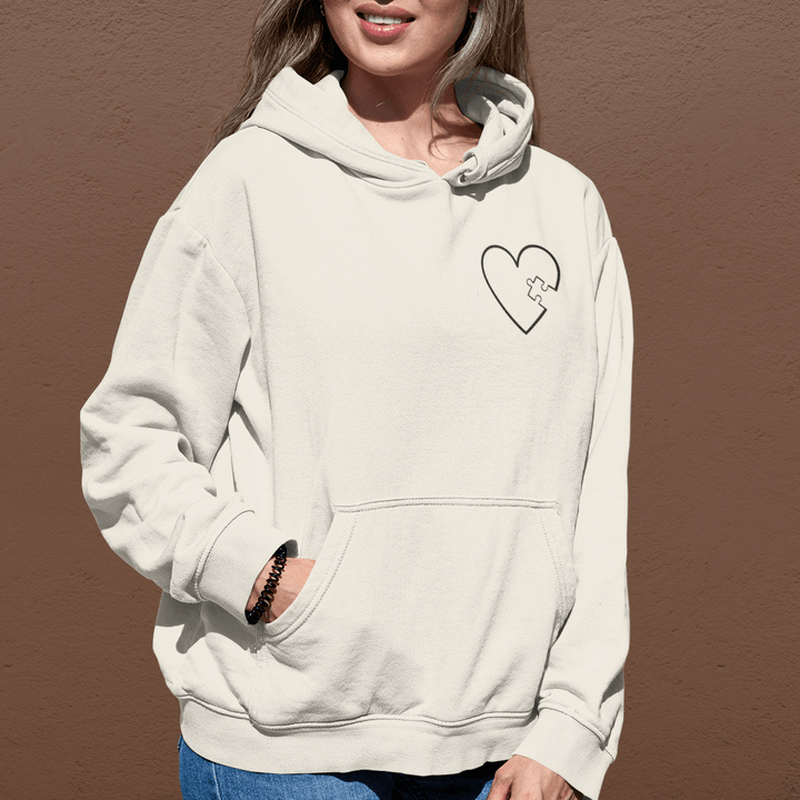 Matching Couples Puzzle Heart Piece Unisex Hoodie, Custom Embroidered Hoodie with Initial On Sleeve, Valentines Hoodie Gift for Couples, Romantic Gift for Him or Her - Gifts Handmade