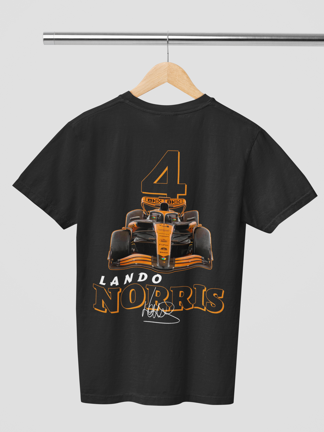 Black t-shirt with Formula 1 car design and &