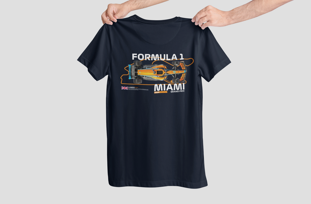 Black t-shirt with Formula 1 graphic and &