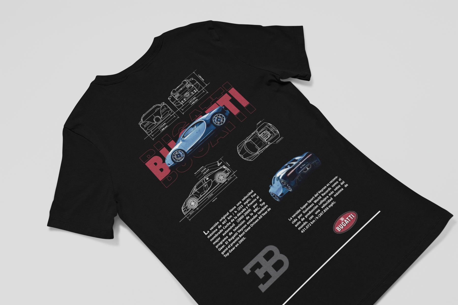 Bugatti Veyron Sports Car v2 Unisex T-Shirt Gifts Handmade UK – Crafted ...