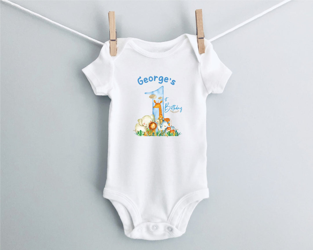 Personalised Blue First Birthday Baby Grow / Onesie - Gifts Handmade