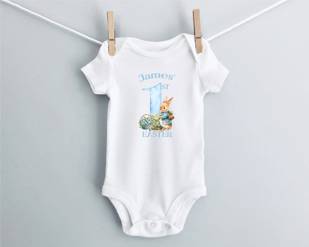 Personalised Blue First Easter Baby Grow / Onesie - Gifts Handmade