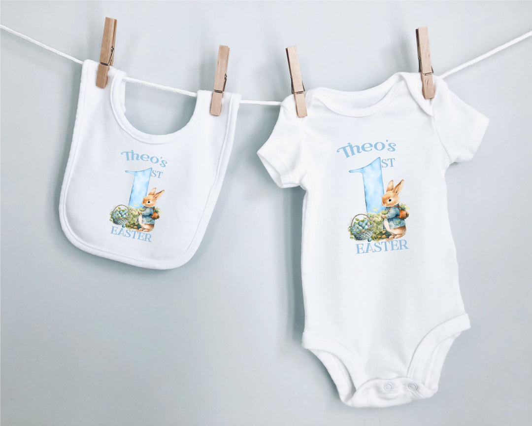 Personalised Blue First Easter Baby Grow / Onesie - Gifts Handmade