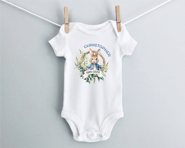 Personalised Blue Happy Easter Baby Grow / Onesie - Gifts Handmade