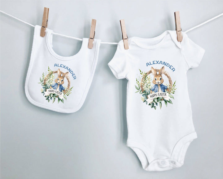 Personalised Blue Happy Easter Baby Grow / Onesie - Gifts Handmade