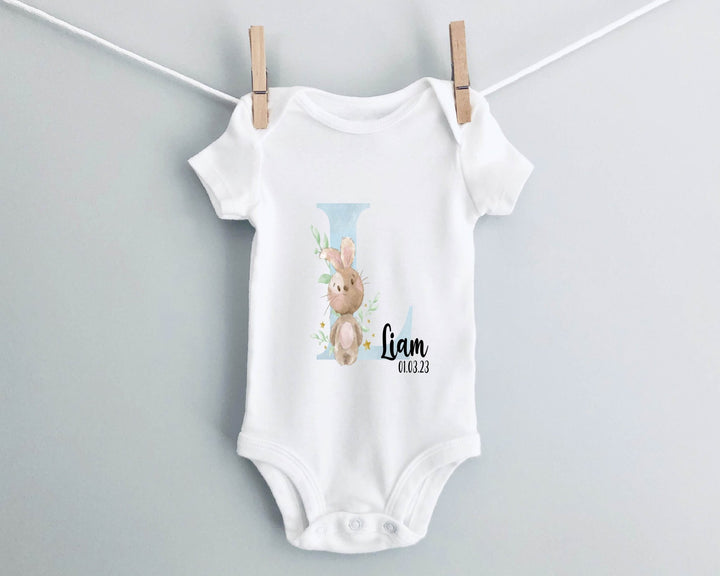 Personalised Blue Letter Baby Grow / Onesie - Gifts Handmade