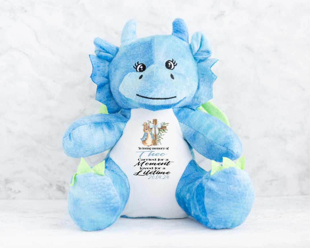 Personalised Blue Memorial Bunny Cross Teddy - Gifts Handmade