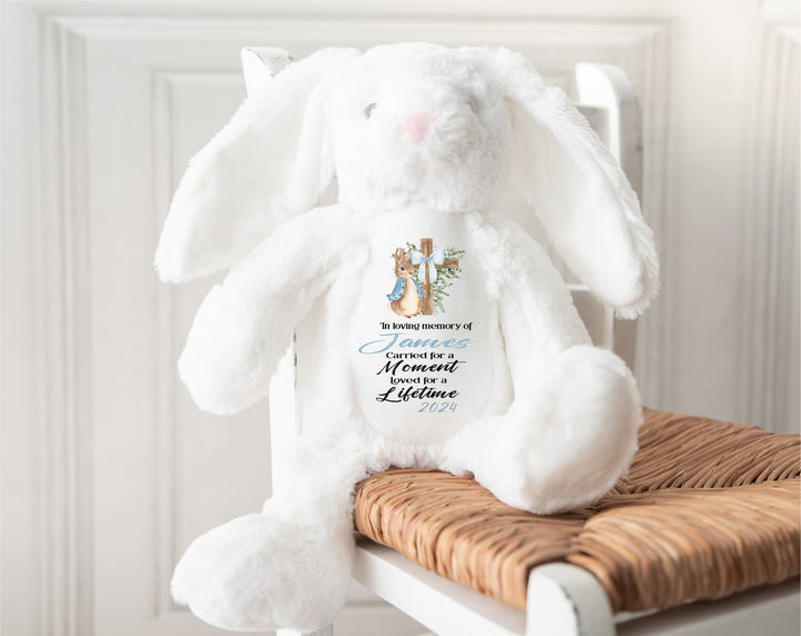 Personalised Blue Memorial Bunny Cross Teddy - Gifts Handmade