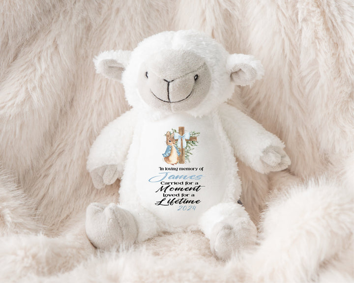 Personalised Blue Memorial Bunny Cross Teddy - Gifts Handmade