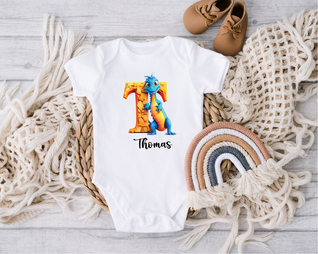 Personalised Dragon Letter Baby Grow / Onesie - Gifts Handmade