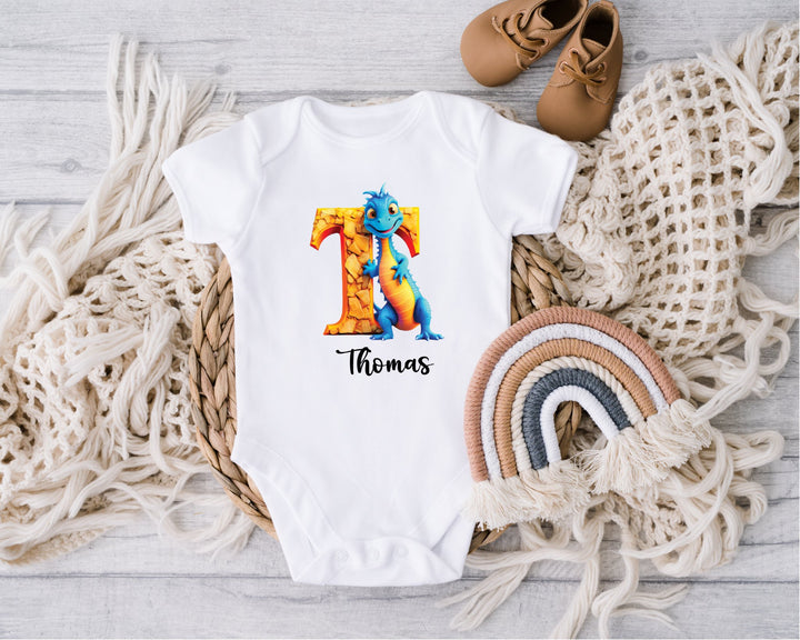 Personalised Dragon Letter Baby Grow / Onesie - Gifts Handmade