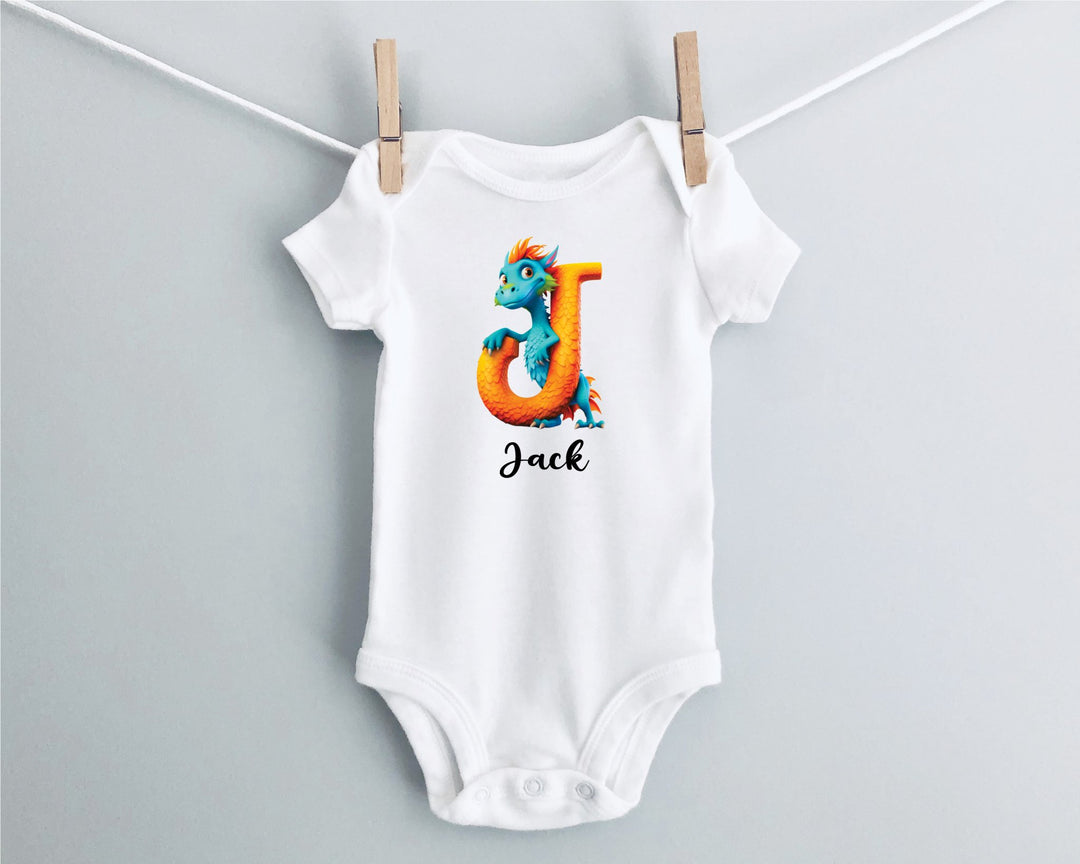 Personalised Dragon Letter Baby Grow / Onesie - Gifts Handmade