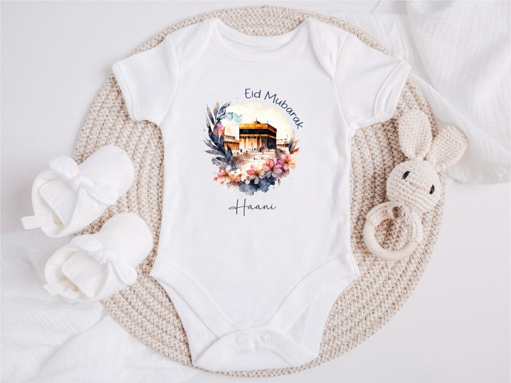 Personalised Eid Mubarak Baby Grow / Onesie - Mecca - Gifts Handmade