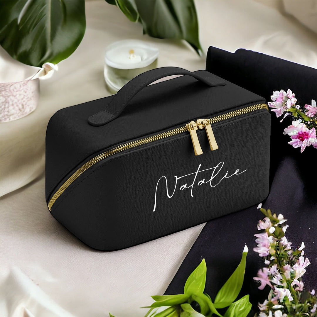 Personalised Embroidered Name Vegan Leather Accessory Case - Gifts Handmade