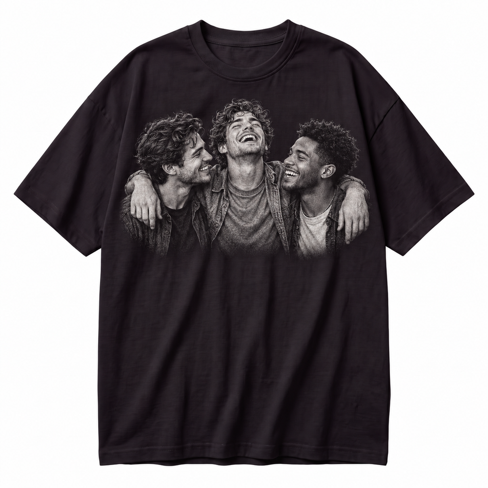 Personalised engraved photo T-shirt, oversized without background, shown on our actual blank