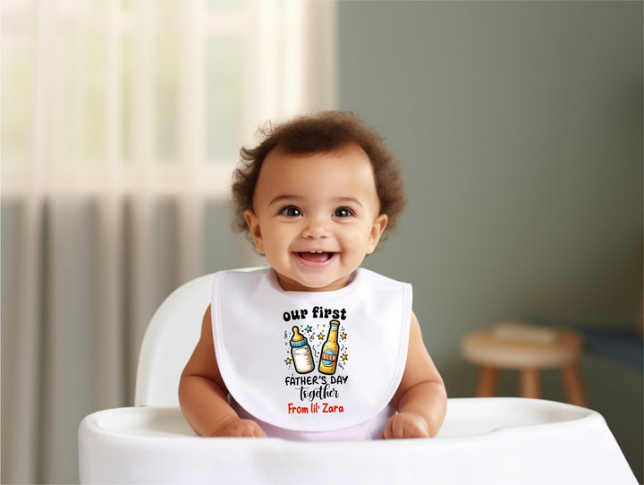 Personalised First Father's Day Baby Bib - Cheers - Gifts Handmade