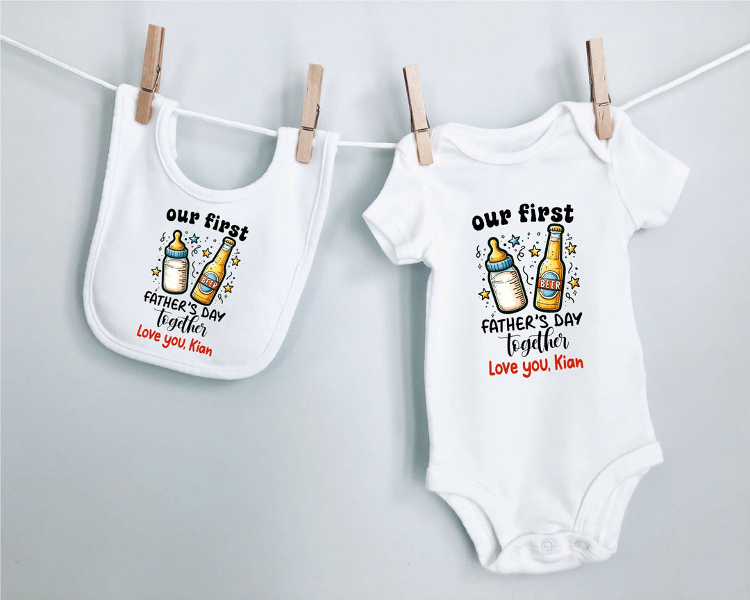 Personalised First Father's Day Baby Bib - Cheers - Gifts Handmade