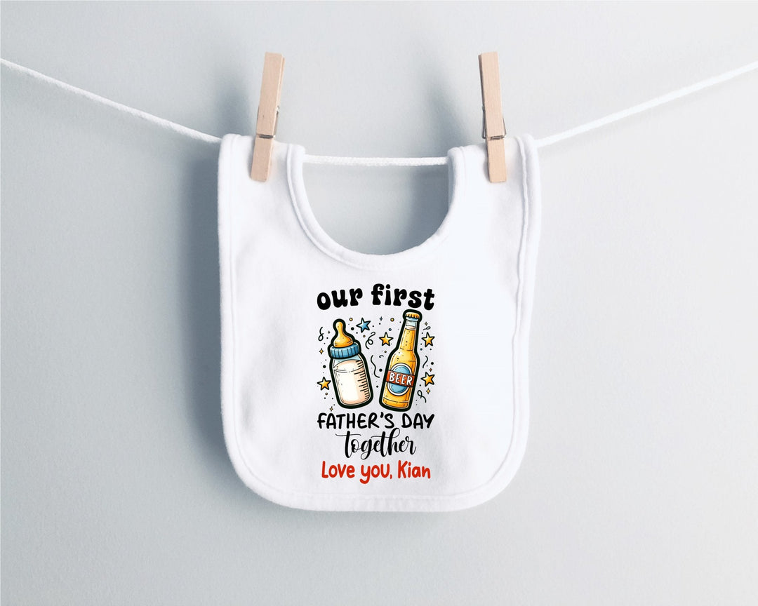 Personalised First Father's Day Baby Bib - Cheers - Gifts Handmade