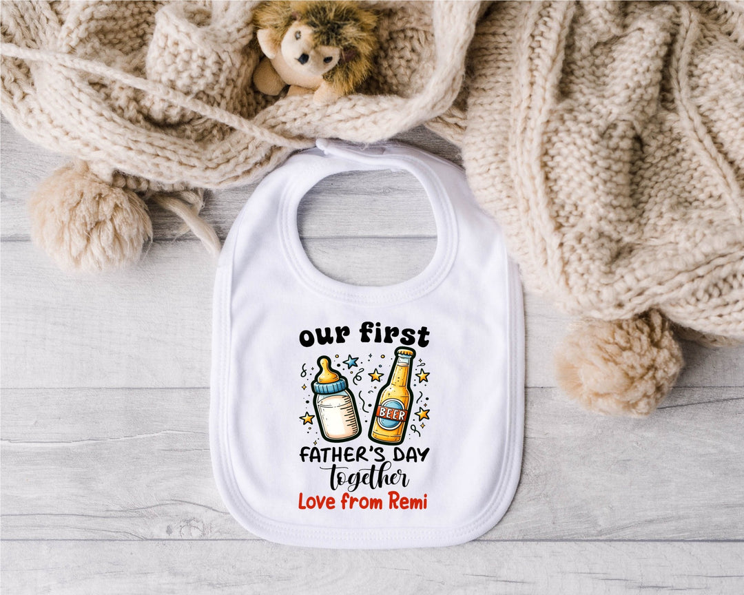 Personalised First Father's Day Baby Bib - Cheers - Gifts Handmade