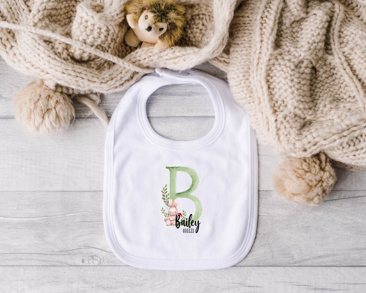 Personalised Green Initial Letter Baby Bib - Gifts Handmade