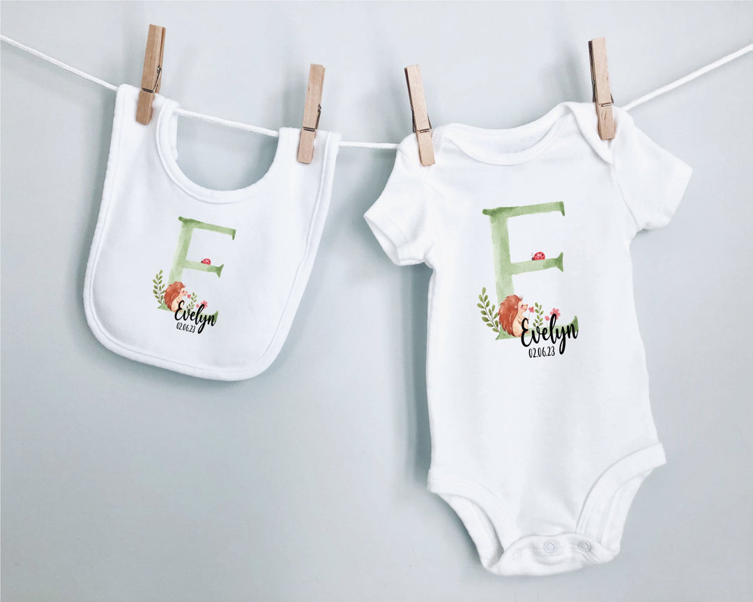 Personalised Green Letter Baby Grow / Onesie - Gifts Handmade