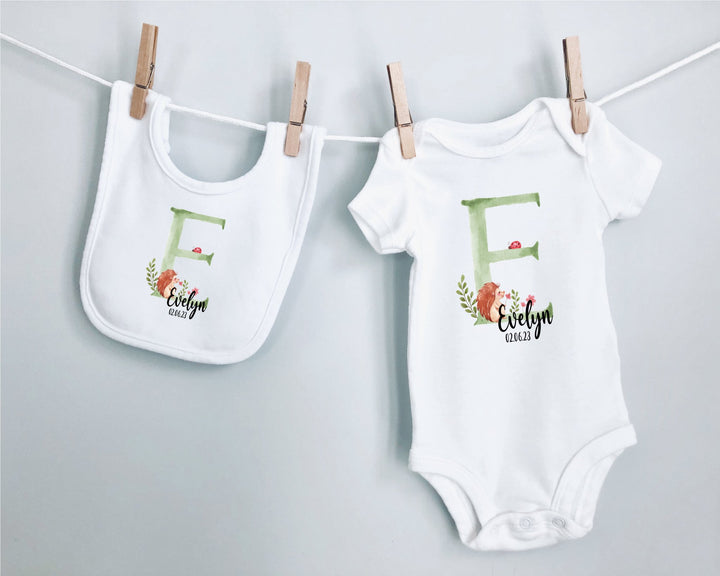 Personalised Green Letter Baby Grow / Onesie - Gifts Handmade